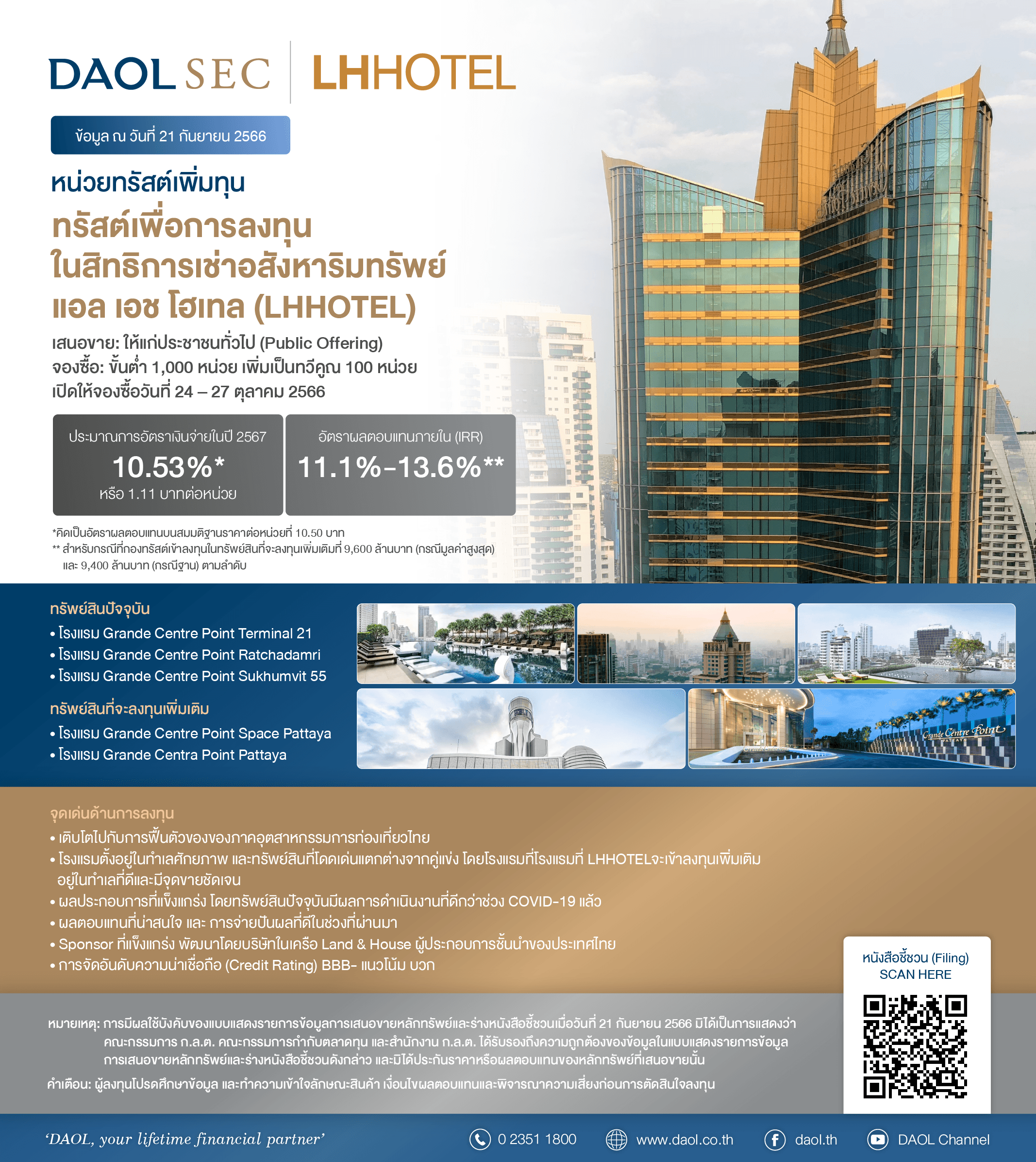 ทรัสต์เพื่อการลงทุนในสิทธิการเช่าอสังหาริมทรัพย์ แอล เอช โฮเทล (LHHOTEL)